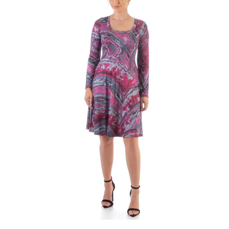 24seven Comfort Apparel Womens Long Sleeve Knee Length T-Shirt Dress
